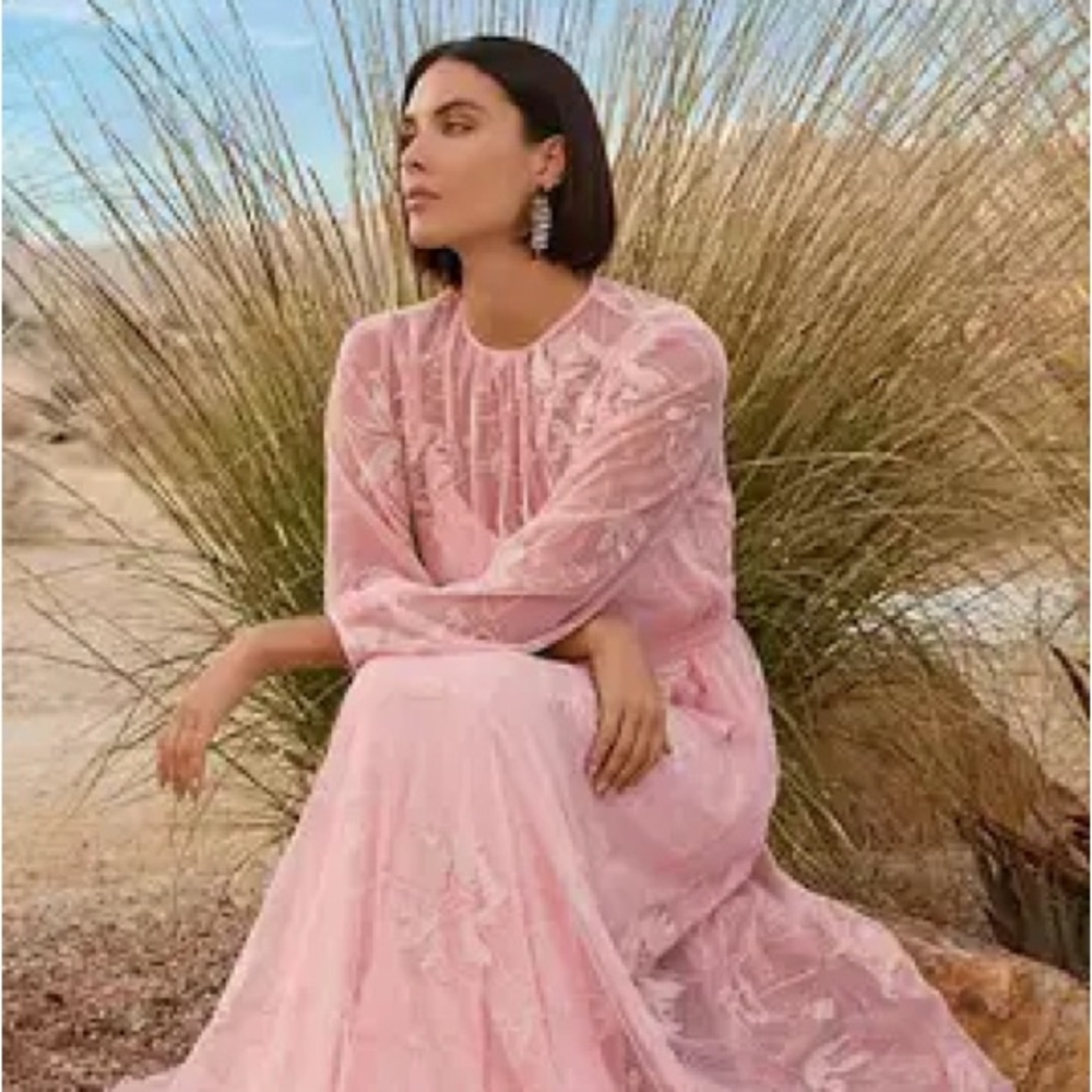 $428 NWT Johnny Was Floral Dream Mesh Pink Dress S